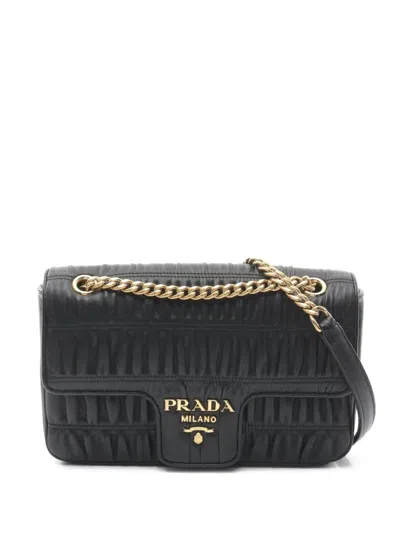 Pre-owned Prada 2010s Nappa Gaufre Crossbody Bag In Black