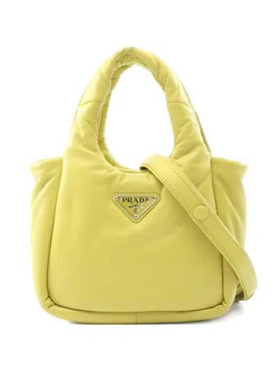 Pre-owned Prada 2010s Padet Leather Tote Bag In Yellow