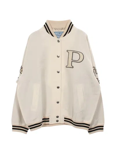 Pre-owned Prada 2010s Patch-design Bomber Jacket In Neutrals