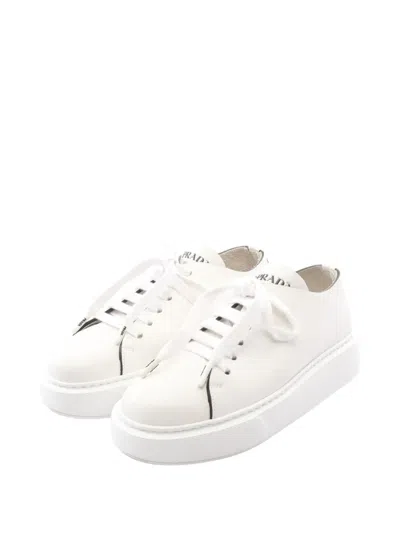 Pre-owned Prada 2010s Platform Leather Sneakers In White