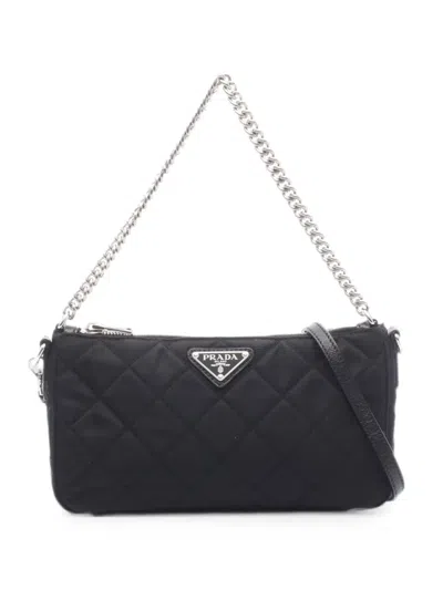 Pre-owned Prada 2010s Quilted Chain Shoulder Bag In Black