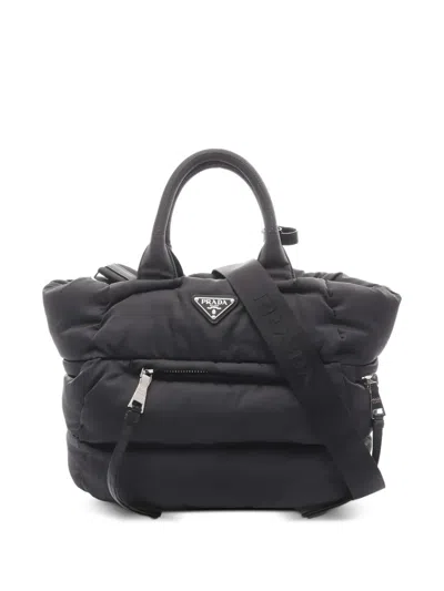 Pre-owned Prada 2010s Quilted Leather Tote Bag In Black