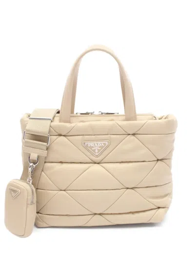 Pre-owned Prada 2010s Quilted Padded Handbag In Neutral