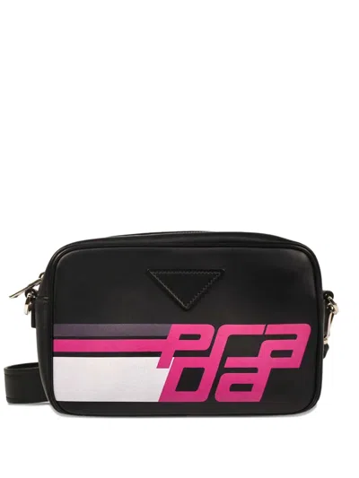 Pre-owned Prada 2010s Racing Logo Camera Bag In Black