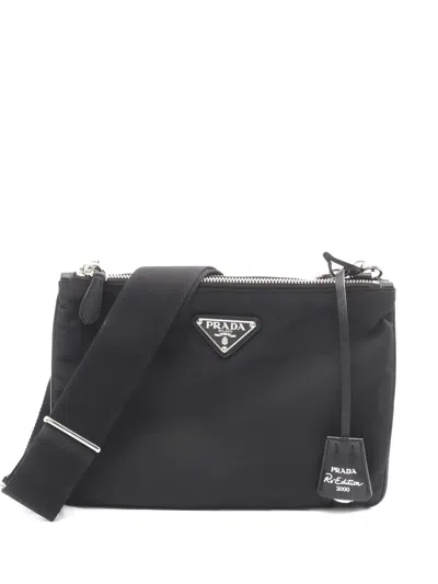 Pre-owned Prada 2010s Re-edition 2000 Logo-plaque Shoulder Bag In Black