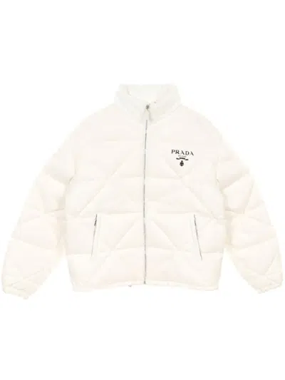 Pre-owned Prada 2010s Re-nylon Down Jacket In White
