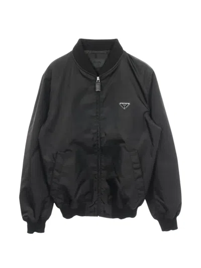 Pre-owned Prada 2010s Re-nylon Bomber Jacket In Black