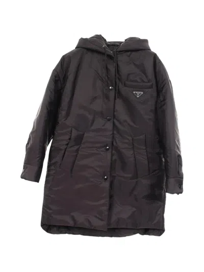 Pre-owned Prada 2010s Re-nylon Hooded Coat In Black