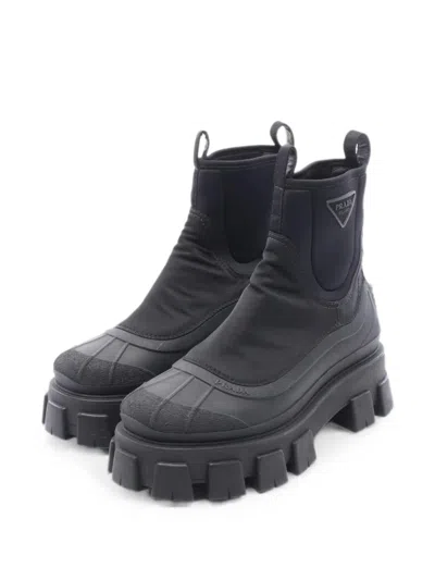 Pre-owned Prada 2010s Re-nylon Monolith Boots In Black