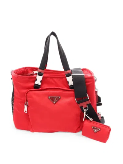 Pre-owned Prada 2010s Re-nylon Pet Bag In レッド