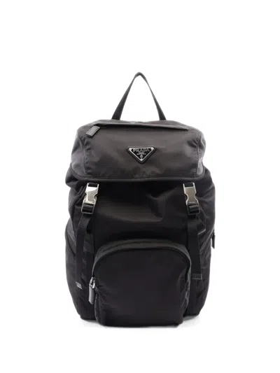 Pre-owned Prada 2010s Re-nylon Saffiano Backpack In Black