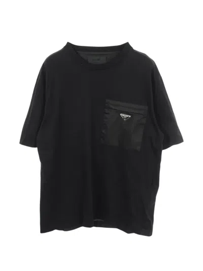 Pre-owned Prada 2010s Re-nylon Triangle-logo T-shirt In Black