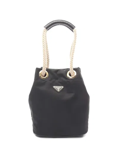 Pre-owned Prada 2010s Rope-handle Bucket Bag In Black