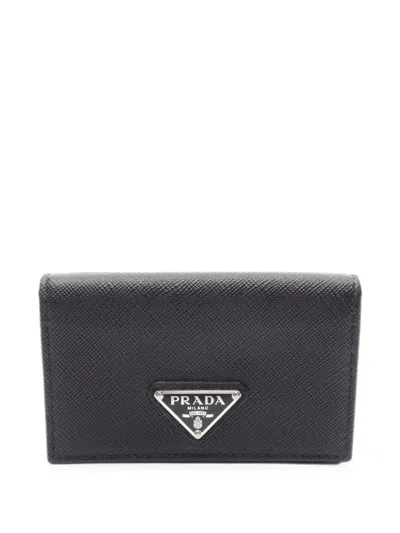 Pre-owned Prada 2010s Saffiano Leather Card Case In Black
