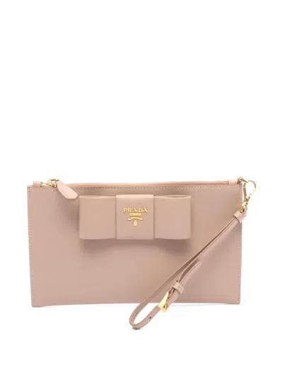 Pre-owned Prada 2010s Saffiano Leather Pouch In Neutral