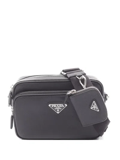 Pre-owned Prada 2010s Saffiano Leather Shoulder Bag In Black