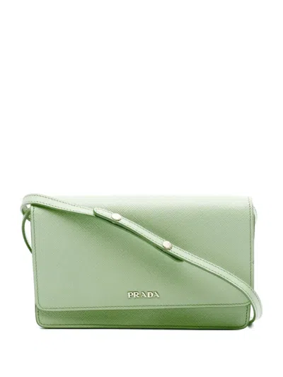 Pre-owned Prada 2010s Saffiano Leather Shoulder Bag In Green