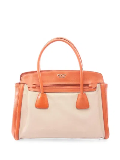 Pre-owned Prada 2010s Saffiano Leather Tote Bag In Neutral