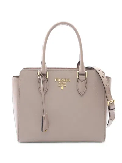 Pre-owned Prada 2010s Saffiano Leather Tote Bag In Neutrals