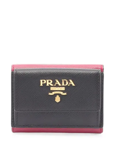 Pre-owned Prada 2010s Saffiano Leather Trifold Wallet In Red