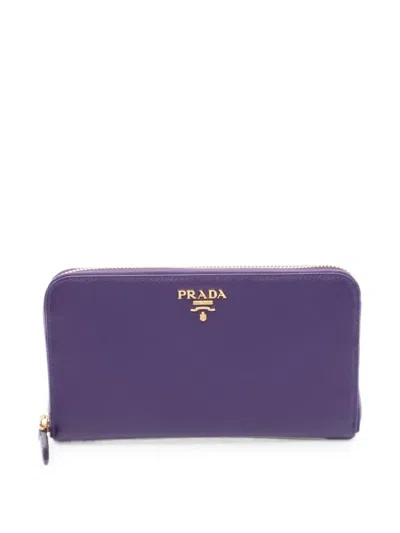 Pre-owned Prada 2010s Saffiano Leather Wallet In Purple
