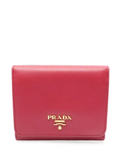 Pre-owned Prada 2010s Saffiano Trifold Wallet In Pink