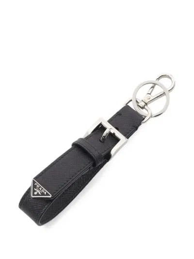 Pre-owned Prada 2010s Saffiano-leather Bag Charm In Black