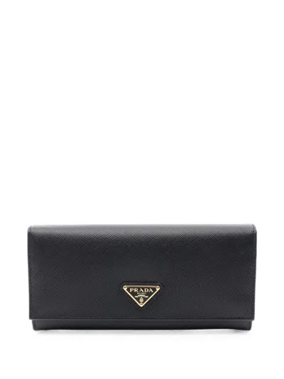 Pre-owned Prada 2010s Saffiano-leather Bi-fold Wallet In Black