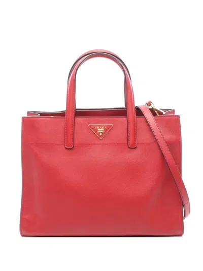 Pre-owned Prada 2010s Saffiano-leather Tote Bag In Red