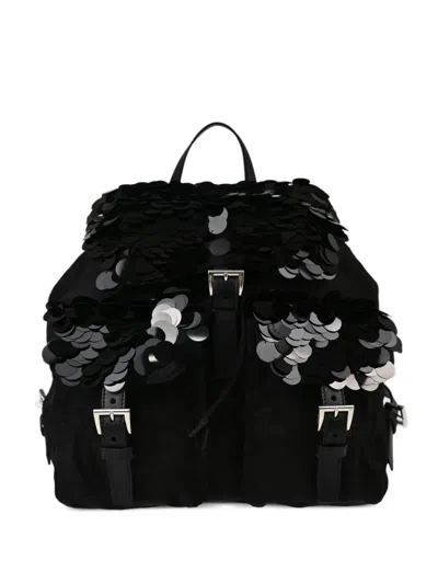 Pre-owned Prada 2010s Sequinned Backpack In Black