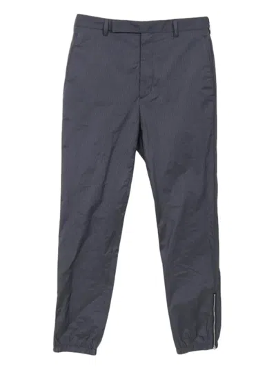 Pre-owned Prada 2010s Stripe Zip Trousers In Blue