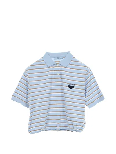 Pre-owned Prada 2010s Striped Polo Shirt In Blue