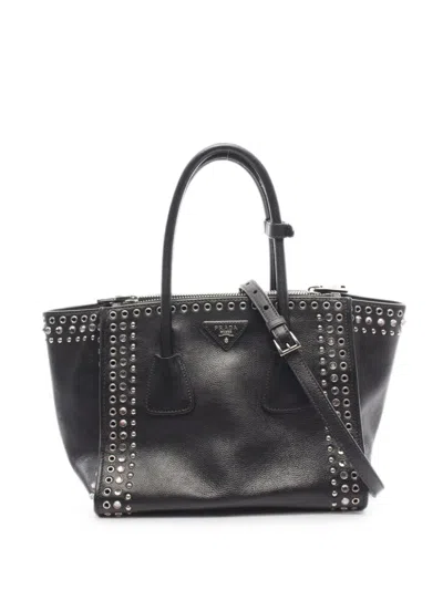Pre-owned Prada 2010s Studded Tote Bag In Black