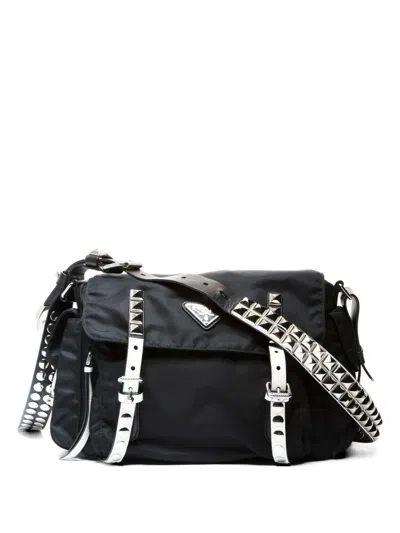 Pre-owned Prada 2010s Studs Shoulder Bag In Black