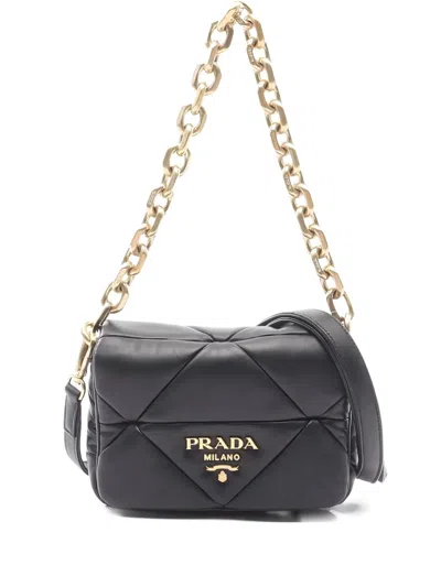 Pre-owned Prada 2010s System Patchwork Shoulder Bag In Black