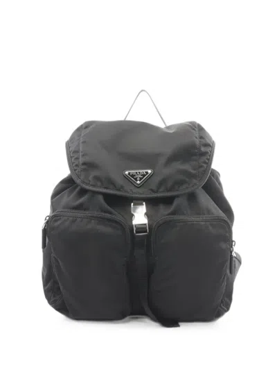 Pre-owned Prada 2010s Tessuto Buckle Backpack In ブラック