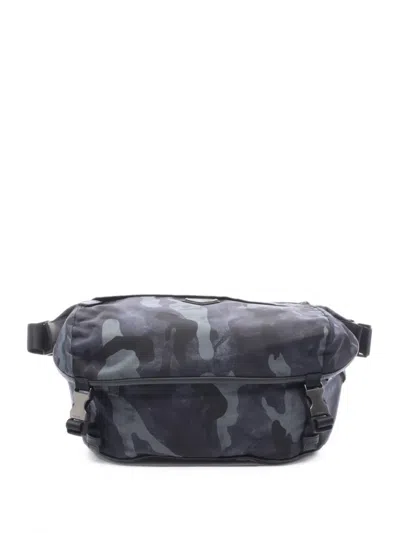 Pre-owned Prada 2010s Tessuto Camouflage Belt Bag In Black