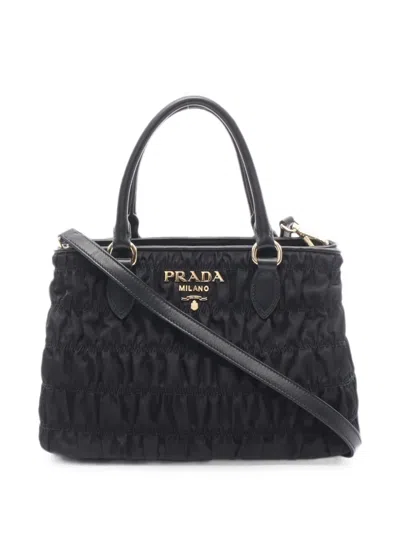 Pre-owned Prada 2010s Tessuto Gaufre Two-way Handbag In Black