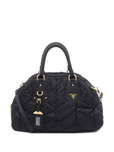 Pre-owned Prada 2010s Tessuto Re-nylon Quilted Cross Body Bag In Black