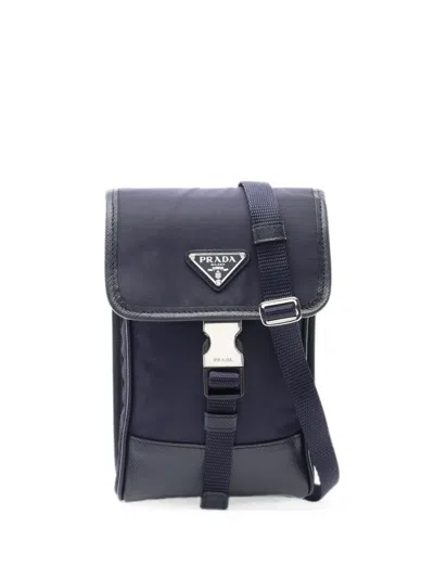Pre-owned Prada 2010s Tessuto Saffiano Shoulder Bag In Blue