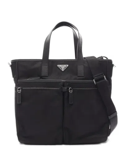 Pre-owned Prada 2010s Tessuto Saffiano Tote Bag In Black