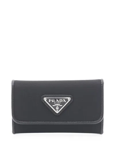 Pre-owned Prada 2010s Tessuto Saffiano-leather Key Case In Black