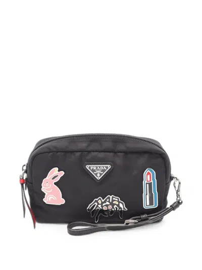 Pre-owned Prada 2010s Tessuto Smalto Pouch In Black