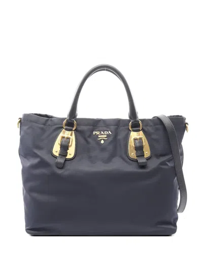 Pre-owned Prada 2010s Tessuto Soft Calf Tote Bag In Blue