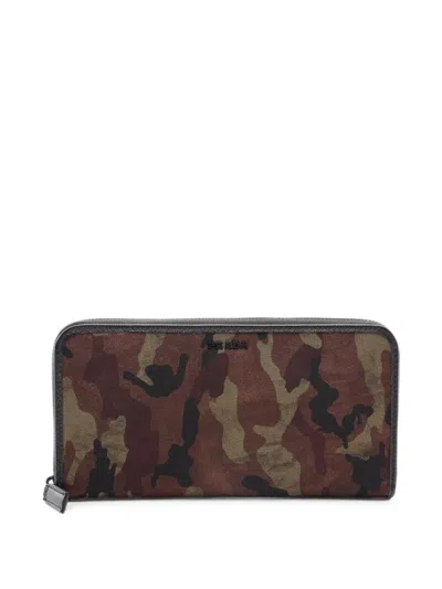 Pre-owned Prada 2010s Tessuto St.camo Camouflage Wallet In Brown