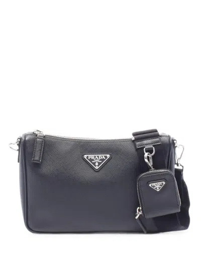 Pre-owned Prada 2010s Travel Saffiano-leather Clutch Bag In Black