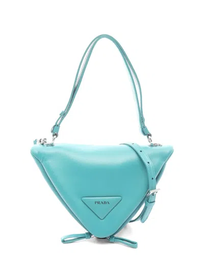 Pre-owned Prada 2010s Triangle Leather Two-way Handbag In Blue