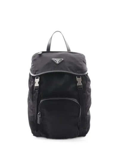Pre-owned Prada 2010s Triangle Logo Backpack In Black