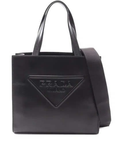 Pre-owned Prada 2010s Triangle-logo Leather Tote Bag