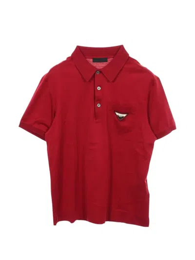 Pre-owned Prada 2010s Triangle Logo Polo Shirt In Red